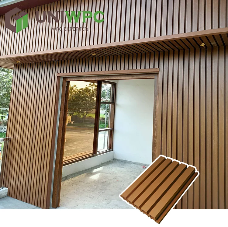 Unifloor Co-Extrusion Decorative Teak Color Wood Plastic Composite Wall Panels,Wood grain surface wpc wall cladding