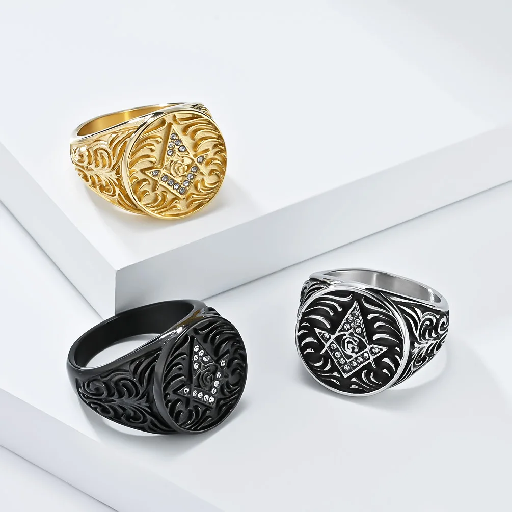 Past Master Masonic Signet Wholesale Vintage Women Stainless Syeel Wedding Cheap Championship Gold Plated Masonic Ring For Men