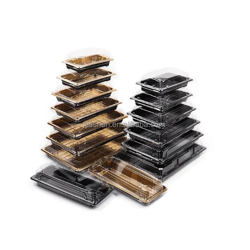 Factory Outlet Food Plastic Container Japanese Sushi Tray Disposable Plastic Takeaway Food Packaging Box