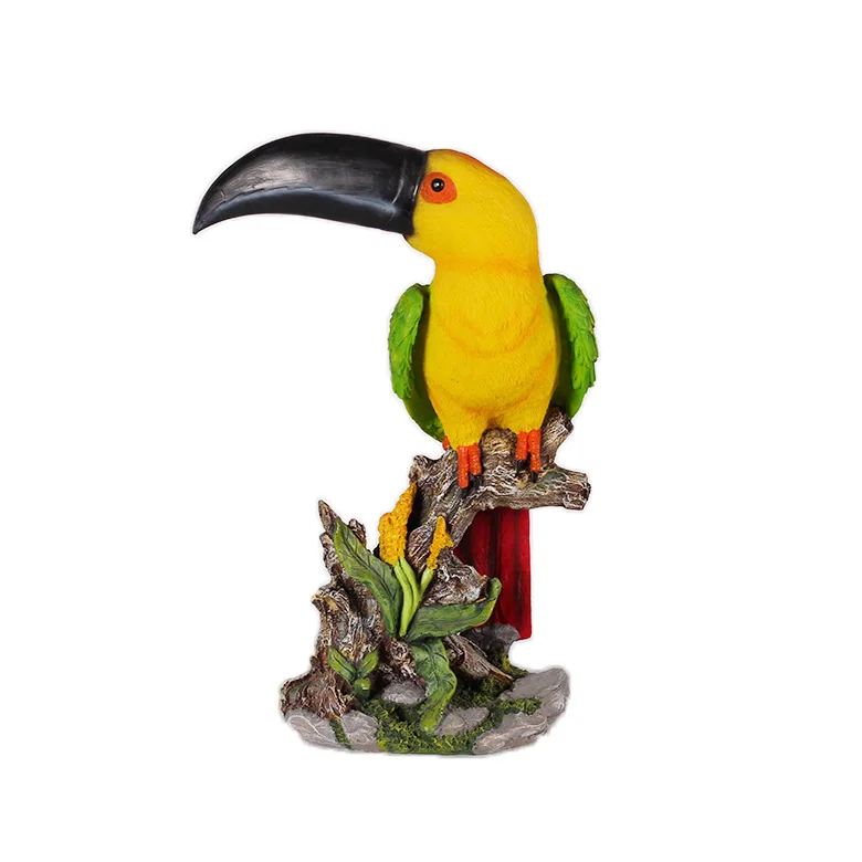 Free Sample New Design Large Tropical  Friends Parrot Table Figurines Resin Parrot Statue Garden Decoration Lawn Art Ornament Home Craft