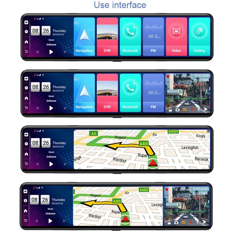 Автомобильный видеорегистратор 12 дюймов 4G Wi-Fi ADAS Android 8 1 потоковое видео зеркало заднего вида FHD 1080P GPS DVR
