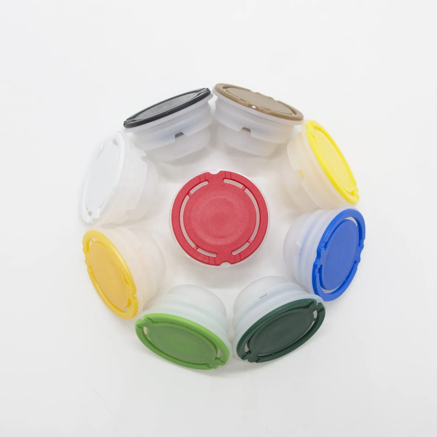 Wholesale 32mm food grade plastic screw spout cap olive oil plastic pourer metal tin oil caps