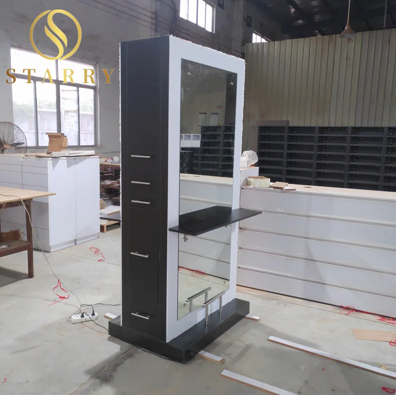 Парикмахерская двухсторонняя зеркальная станция, станции для укладки парикмахерских салонов