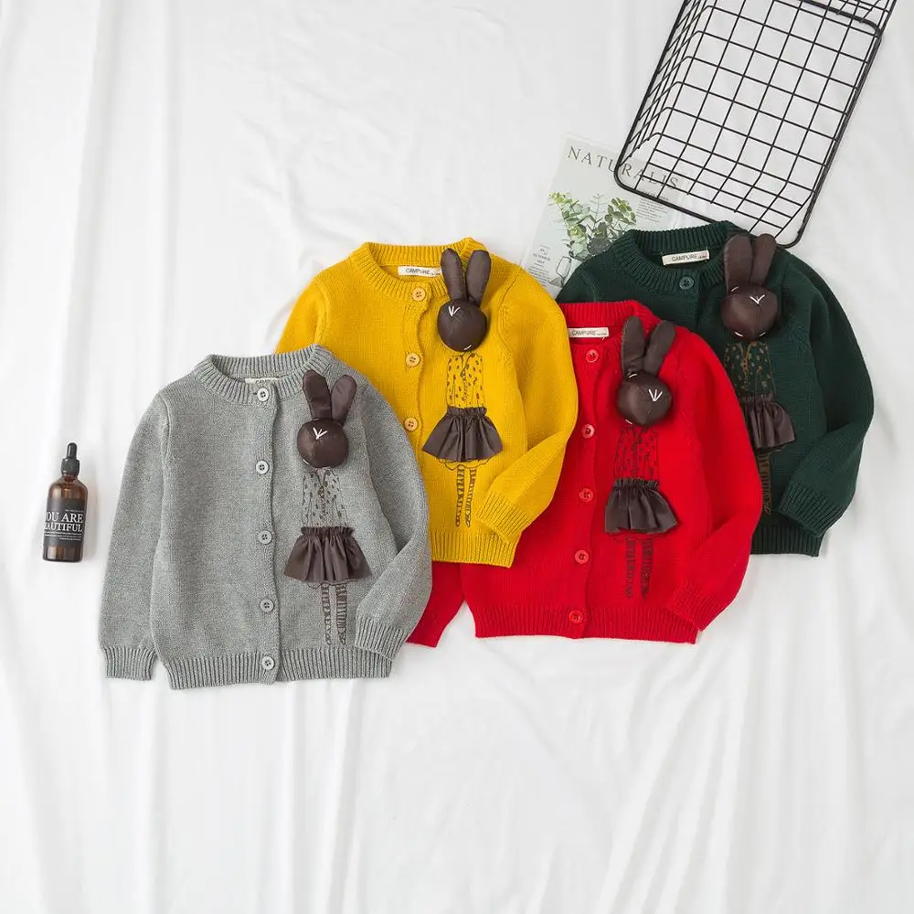 Детский свитер с рисунком куклы ручной работы Хлопковый вязаный кардиган свитеры с героями мультфильмов ручной работы