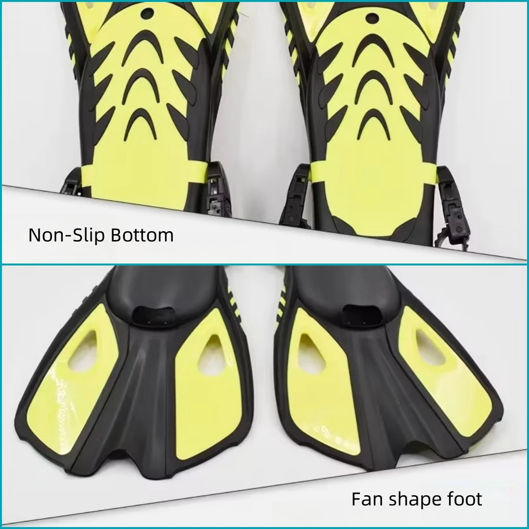 XS Adjustable Swim Fins Snorkel Fins for Lap Swimming Travel Size Scuba Diving Flippers for Adult Snorkel Swimming Training