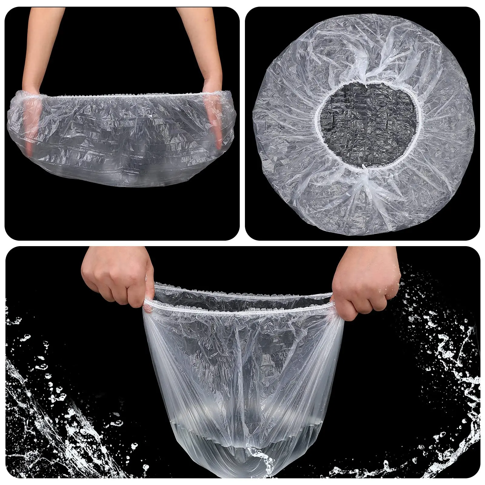 High Quality Disposable Bathing Cap  Dry Processing Cap Custom LD HD PE Plastic Transparent Hair Cover