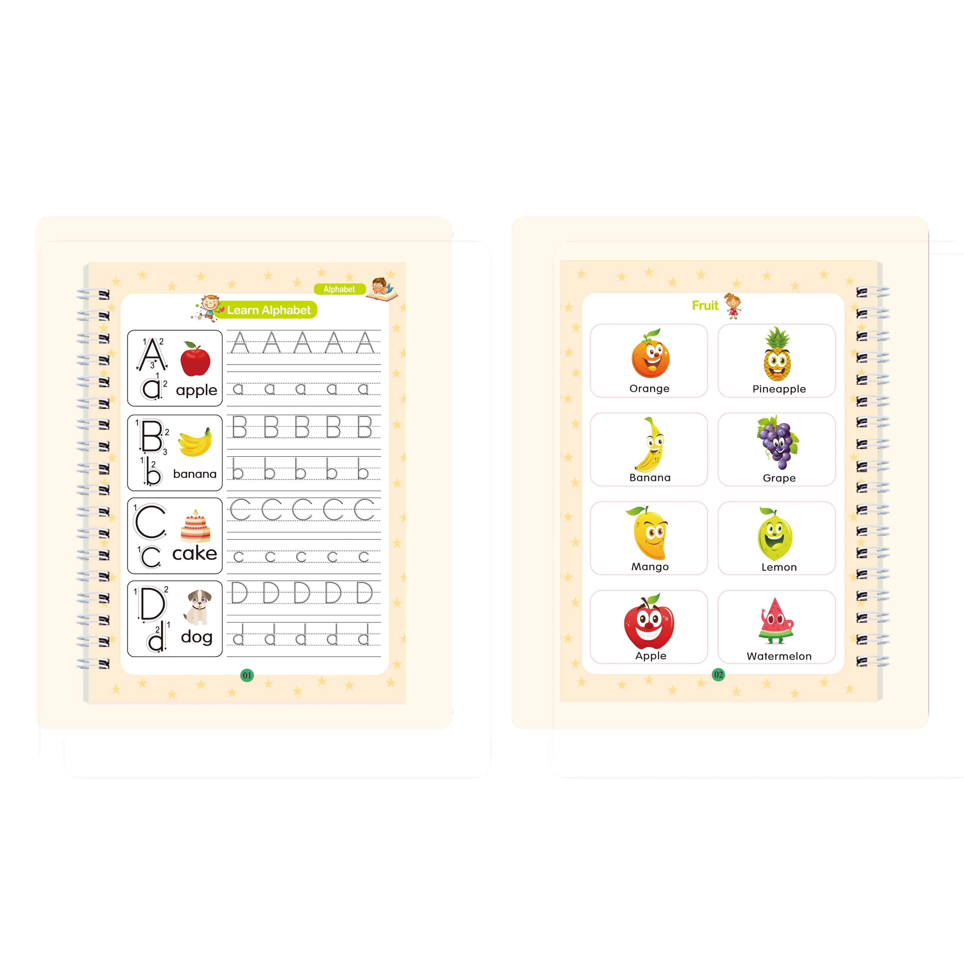 Hot Selling 4Pcs Set Children Practice Copybook Card Reusable Handwriting Calligraphy English Language Book