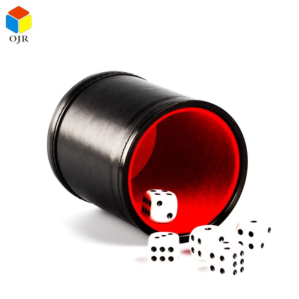 Black Custom Logo Shaker Cups Set Cylindrical High Quality Pu Leather Dice Cup For Backgammon Games