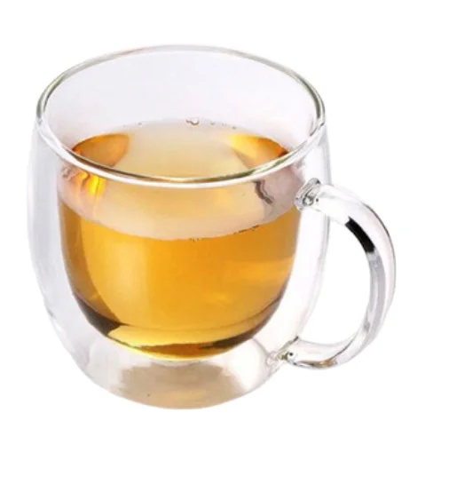 
XINAO glassware 350ml High temperature double wall high borosilicate glass juice drink coffee cup 