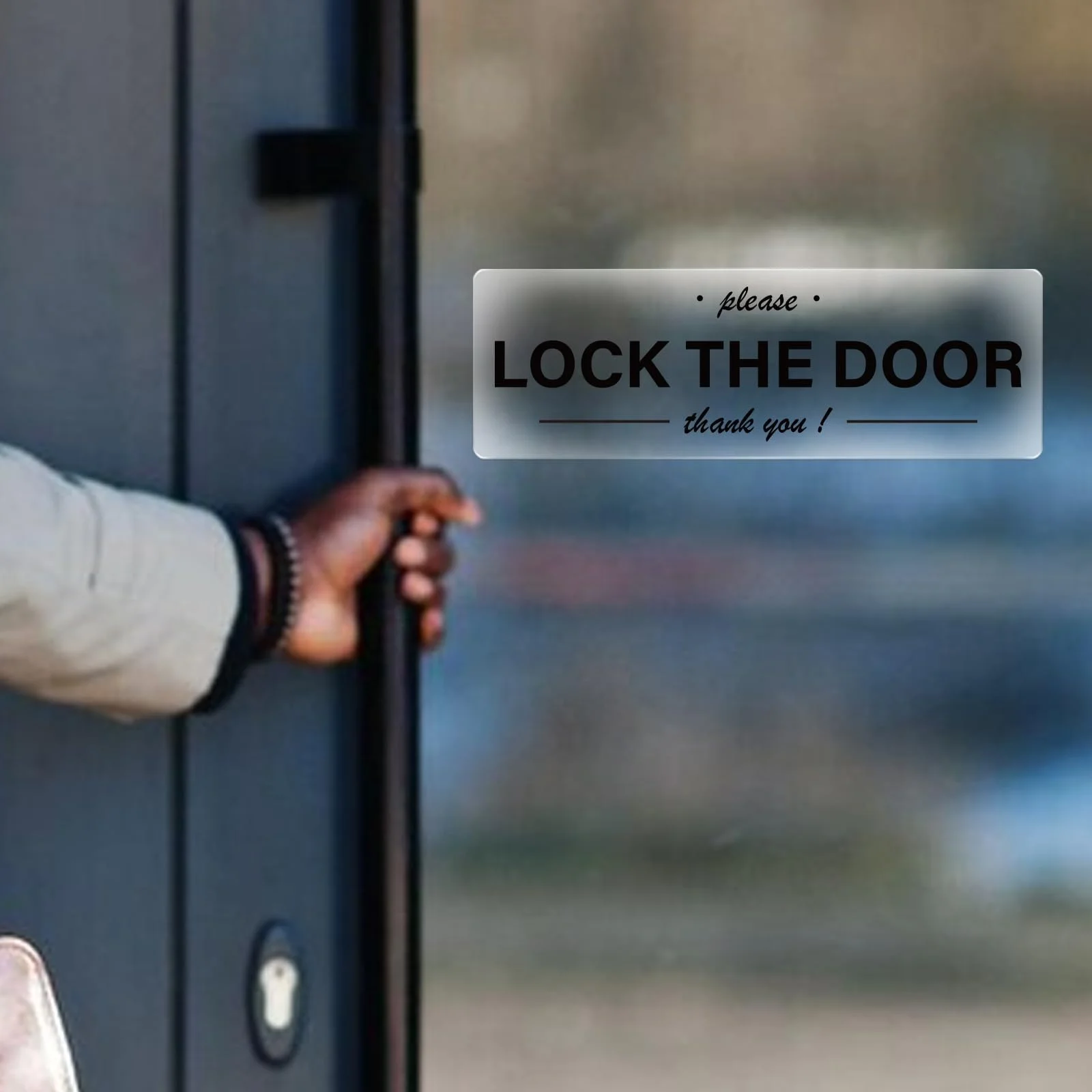 Please Lock The Door Sticker Vinyl Self-Adhesive Decals Waterproof Close Door Warning Labels Gate Office Window Indoor Clings