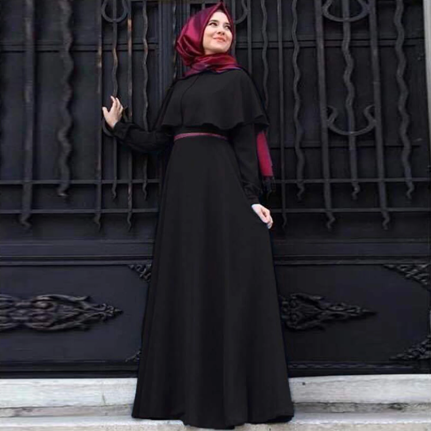 Manufacture Muslim Women Clothing Plain Satin Dress Islamic Dubai Women Layer Muslim Dresses