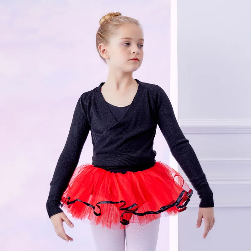 Children Dance Sweater Coat Girls Chinese Ballet Skirt Shawl Autumn  Winter Cardigan plus Knit Long Sleeve Training Clothes