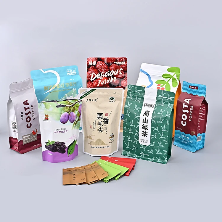 Bolsa Side Recyclable Custom Printed Flat Bottom Coffee Bean Bags Packaging Pouches with Valve