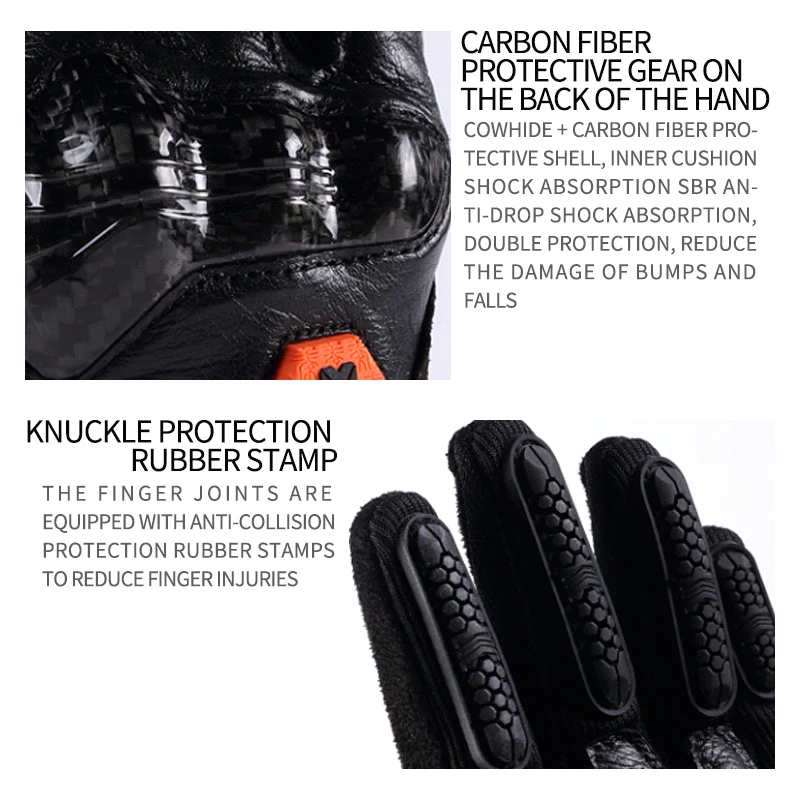 New Style Motorcycle Leather Carbon Fiber Gloves Windproof And Breathable Touch Screen Non-slip Racing Gloves