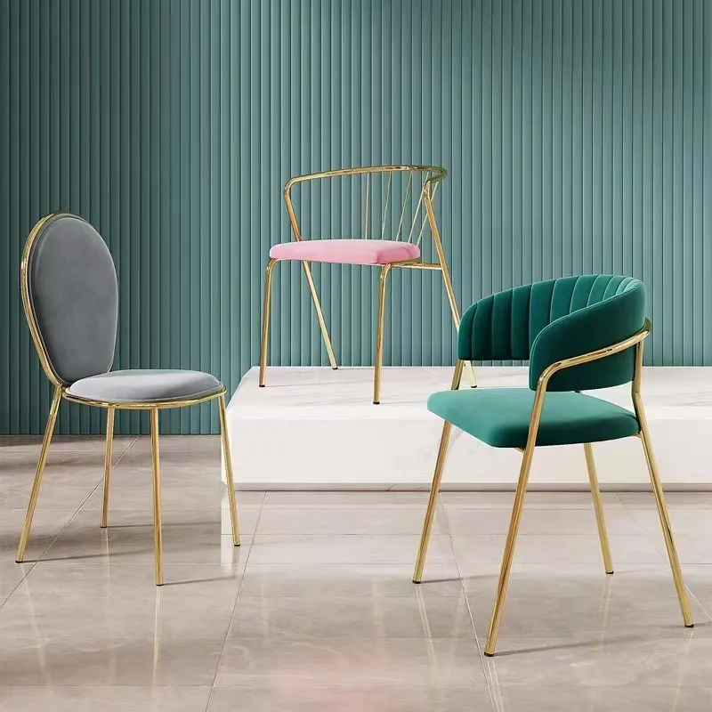 World Popular Modern Hotel Dining Furniture Green Velvet Dining Chair With Gold Legs