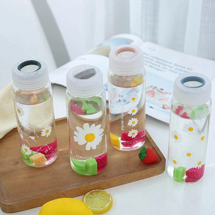 Pull Ring Daisy Frosted Glass Water Cup Simple Girls Student Water Bottle