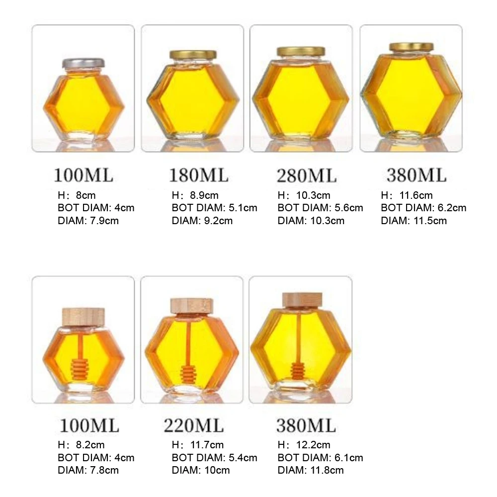 Chizikon Kitchen Borosilicate Glass Airtight Food Storage Container with Iron Lid Hexagonal Clear Glass Jar Pantry Organizer