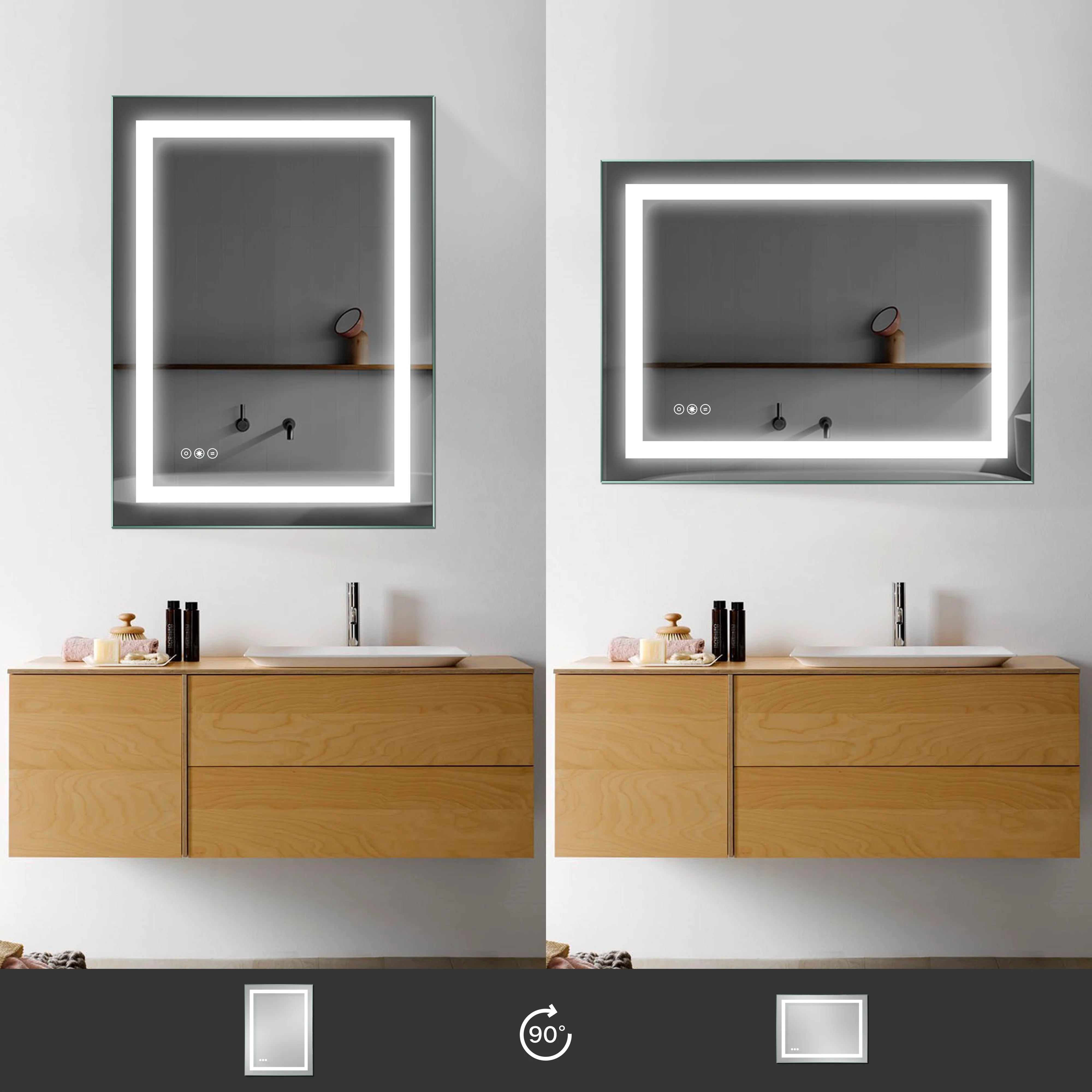 Hotel Decoration Big Led Smart Touch Switch Illuminated Makeup Mirror