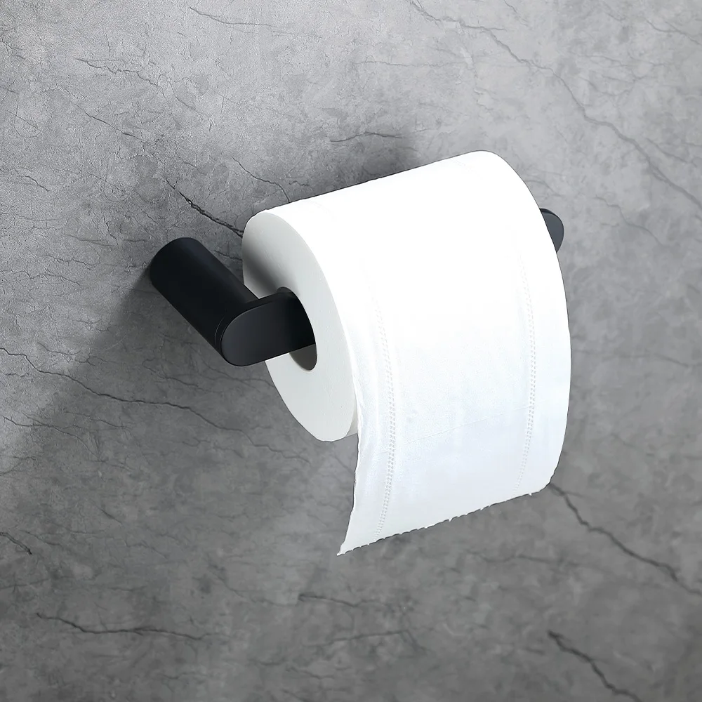 High-end Solid Stainless Steel 304 Toilet Paper Holder Coat Hook Popular Satin Black Gold Towel Holder