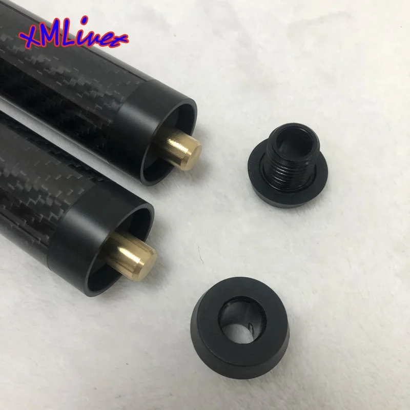 Customized xmlivet 12inch carbon Pool cue extensions with bumper for Longoni cues 9 ball cue extenders Billiard accessories