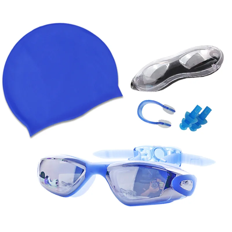 Waterproof Silicone Swim Cap Anti Fog Goggles