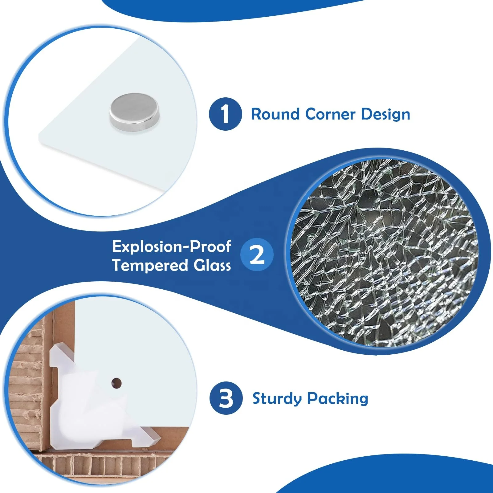 Magnetic Glass Whiteboard, 24 x 18 Inches Glass Dry Erase Board, Wall Mounted Frameless for Office School Home, Normal White