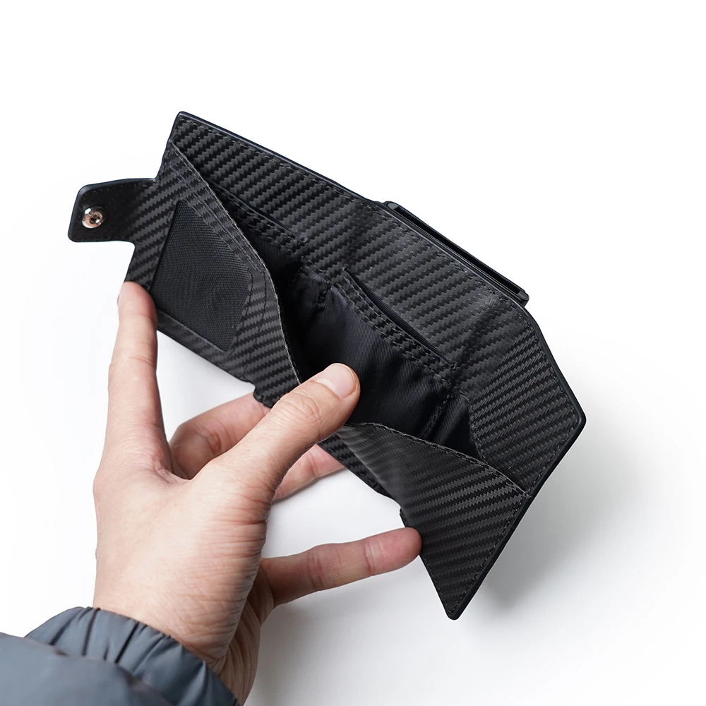 Customized New Pop up wallet RFID Slim Leather Pop Up Card Holder Wallet With Coin Pocket