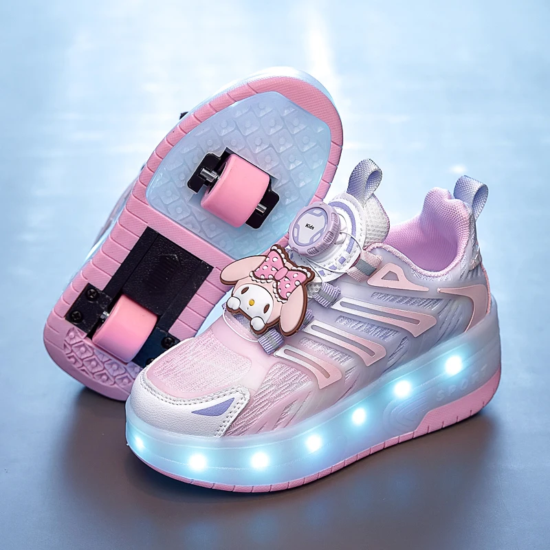 Kids Roller Skate Shoes Boy Girl Sneakers with Wheels Become Sport Sneaker with Led for Christmas Birthday Children Show Gift