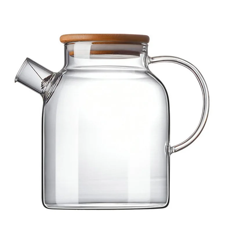 Chinese hot sell high Borosilicate glass water bottle glass pitcher water juice coffee pot with bamboo lid