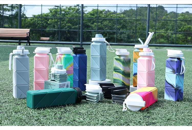 Leakproof Portable Camp Outdoor Travel Custom Food Grade Bpa Free Silicone Bottle Water With Silicone Cover Lid For Kids