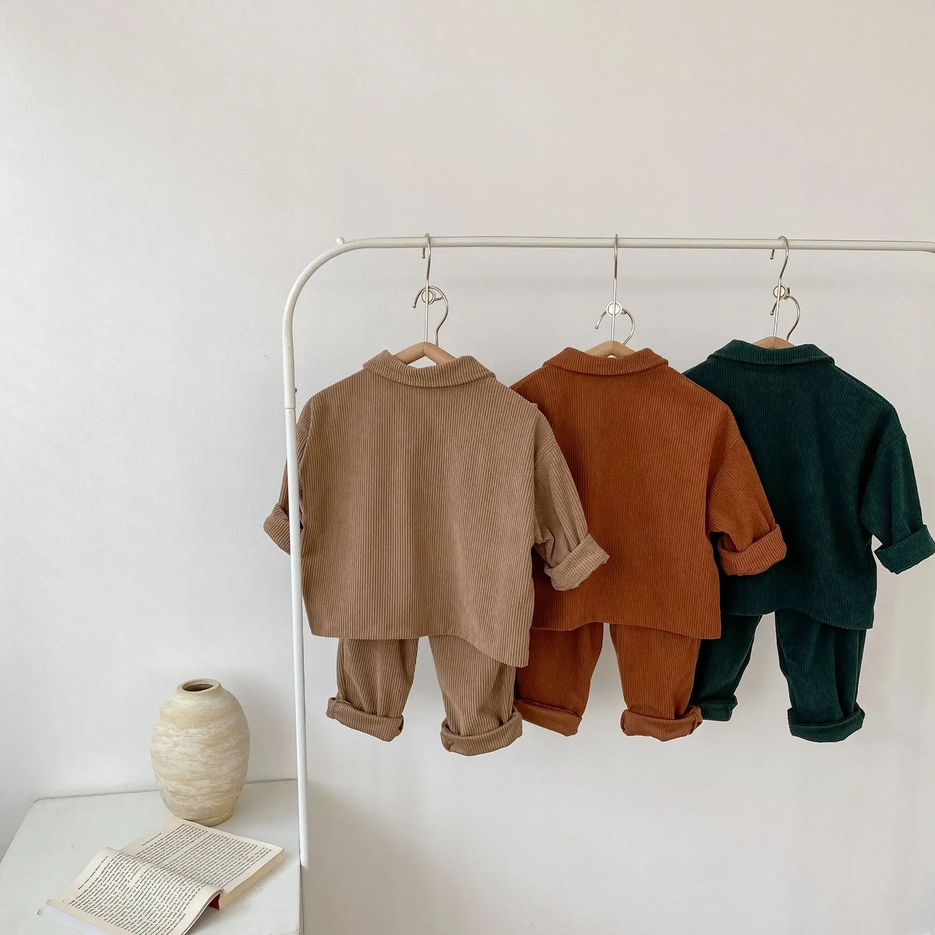 Latest baby boys girls super comfort boutique clothing sets corduroy outfit for kids children