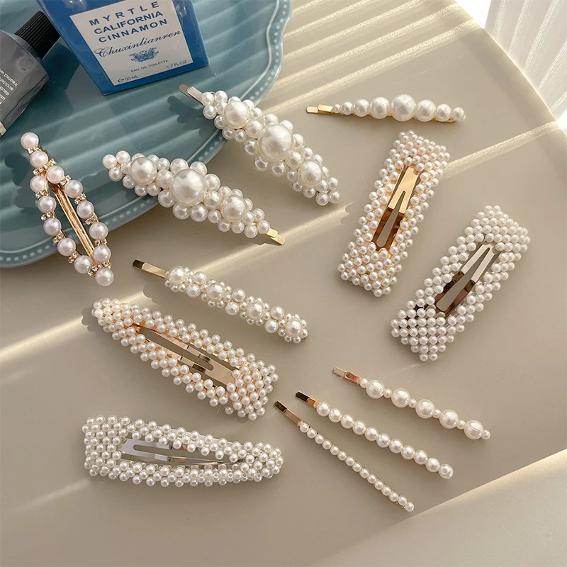 Wholesale Factory Korean Diamond Rhinestones Custom BB Hairpins Pearl Beaded Bride Hair Clips for Women Girls Accessories
