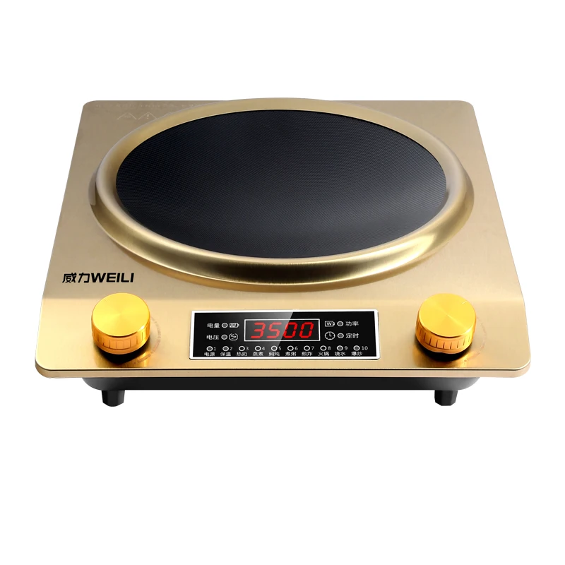 Hot Sale Gold Color Single Burner 3500W Concave Induction Cooktop Commercial Household Stainless Steel Electric Induction Cooker