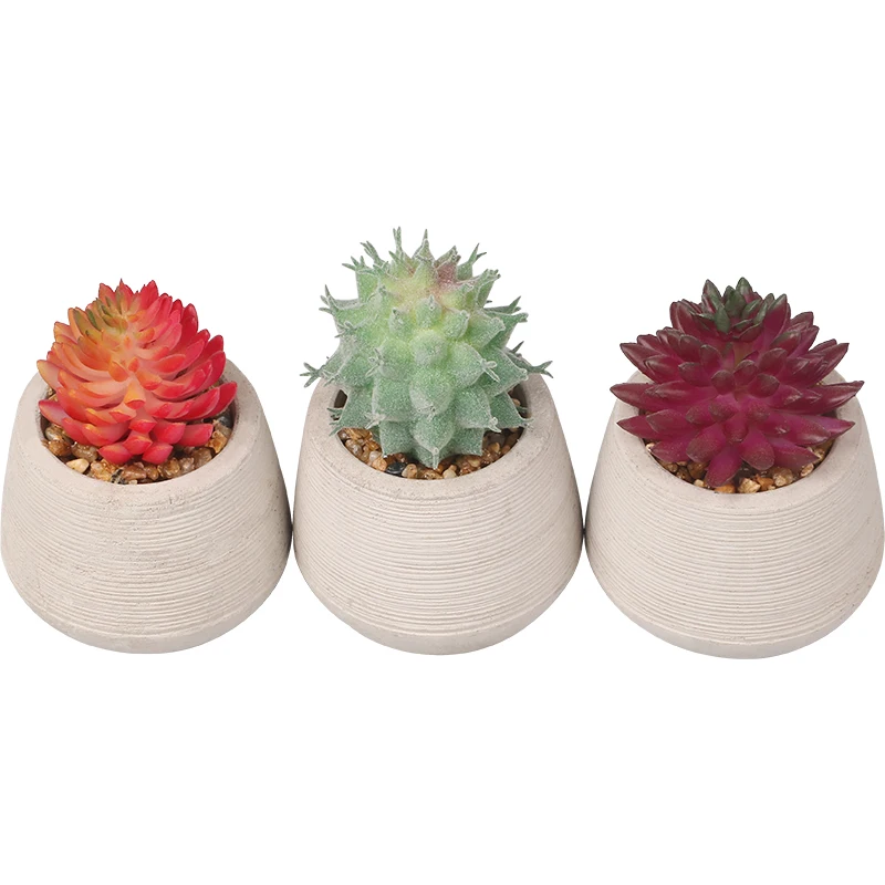 ES1343  Artificial cement potted succulents,  interior decoration for office bedroom desktop Artificial succulent plant