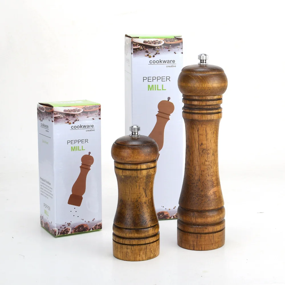 Salt and Pepper Grinders Oak Wooden Salt Strong Adjustable Coarseness manual Pepper Mills Shakers Ceramic Rotor