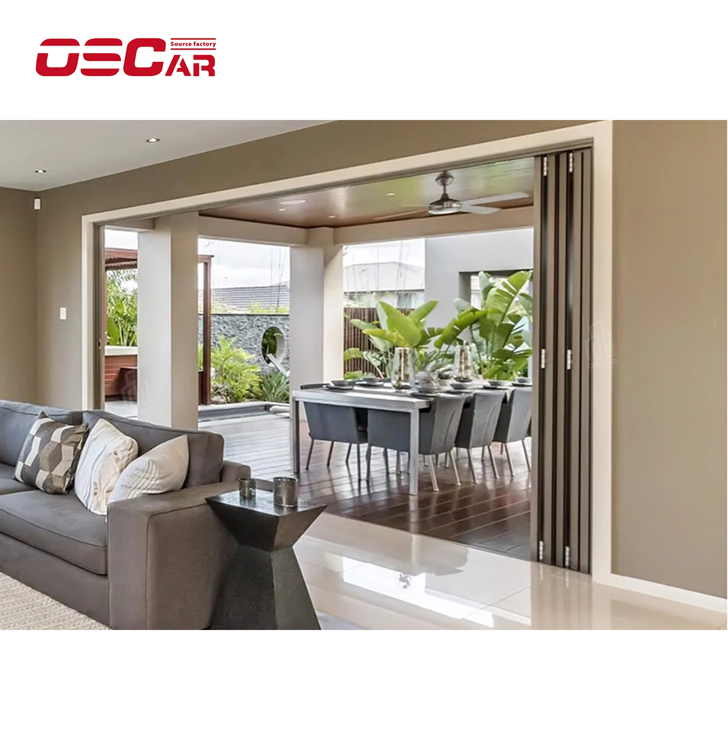 Oscaracso The new listing 3D model design aluminum folding door with frame bathroom folding door