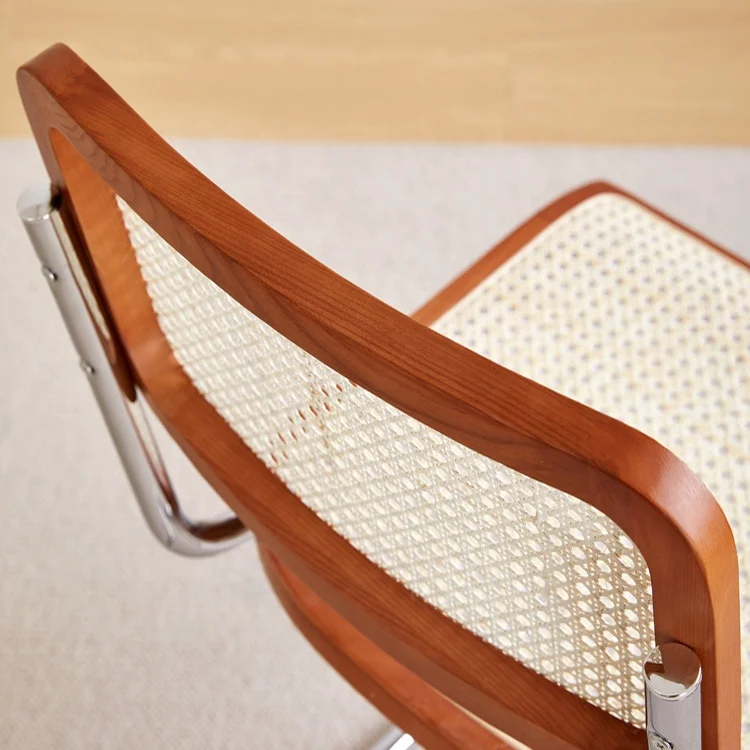 Nordic living room ASH wood solid wooden chair rattan seat dining chair