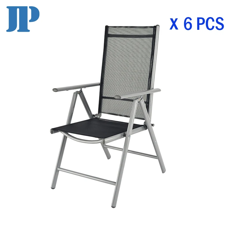 8 pcs Aluminum  frame fabric chair tempered glass table contemporary outdoor garden bisto furniture