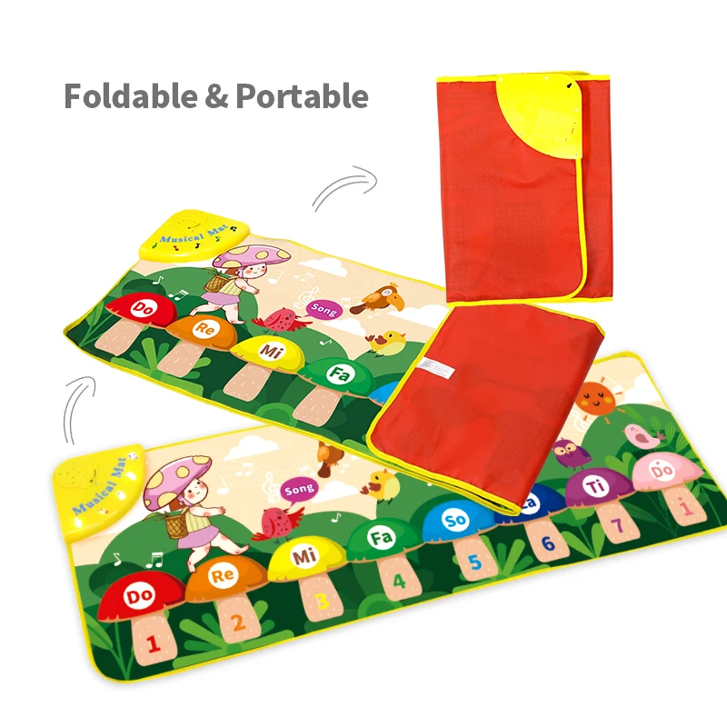 Kidewan Mushroom Dance Piano Mat Electronic Keyboard Instruments Baby Play Mat For Kids Music Activity With Flash Cards