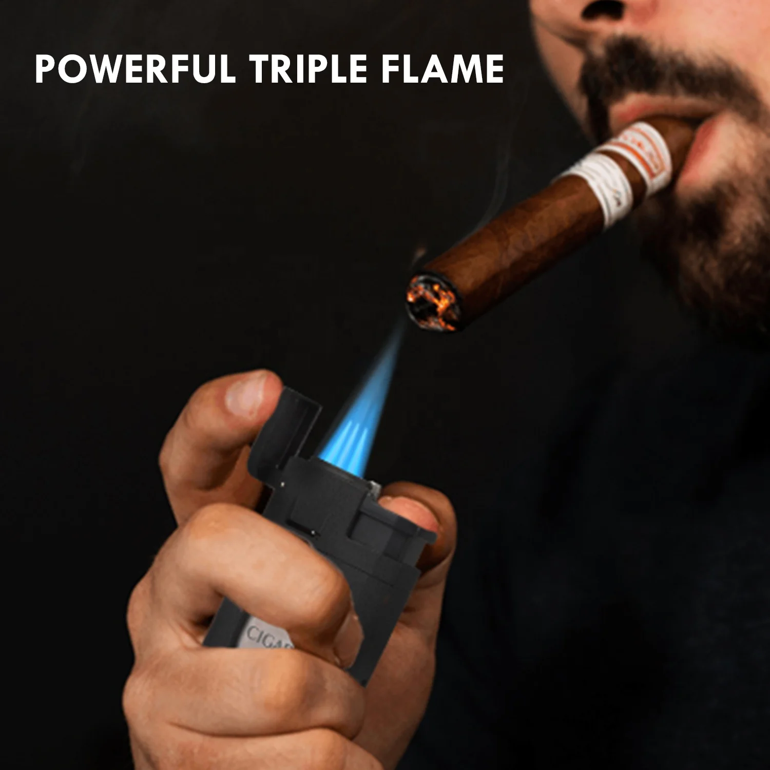 HOT sell Cigar Cigarette Lighter Strong Windproof Three Fires Torch Lighter Zinc Alloy Four Colors Cigar Lighter