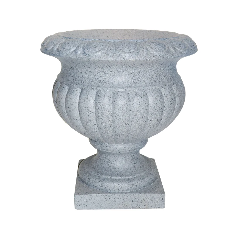 Home Decorative Plant Pots Grey Urn Planter Indoor Outdoor Fiber Clay Flower Plant Pots