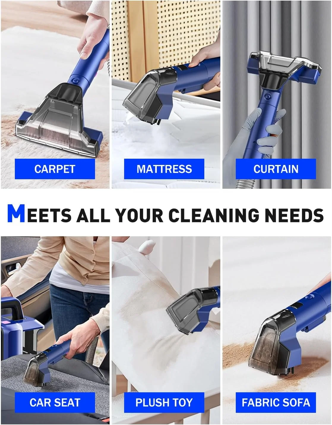 2024 Multi-Purpose Portable Deep Carpet Cleaner Sofa Vacuum Wet and Dry Cleaner Powerful Upholstery Cord Spot Cleaner For Carpet