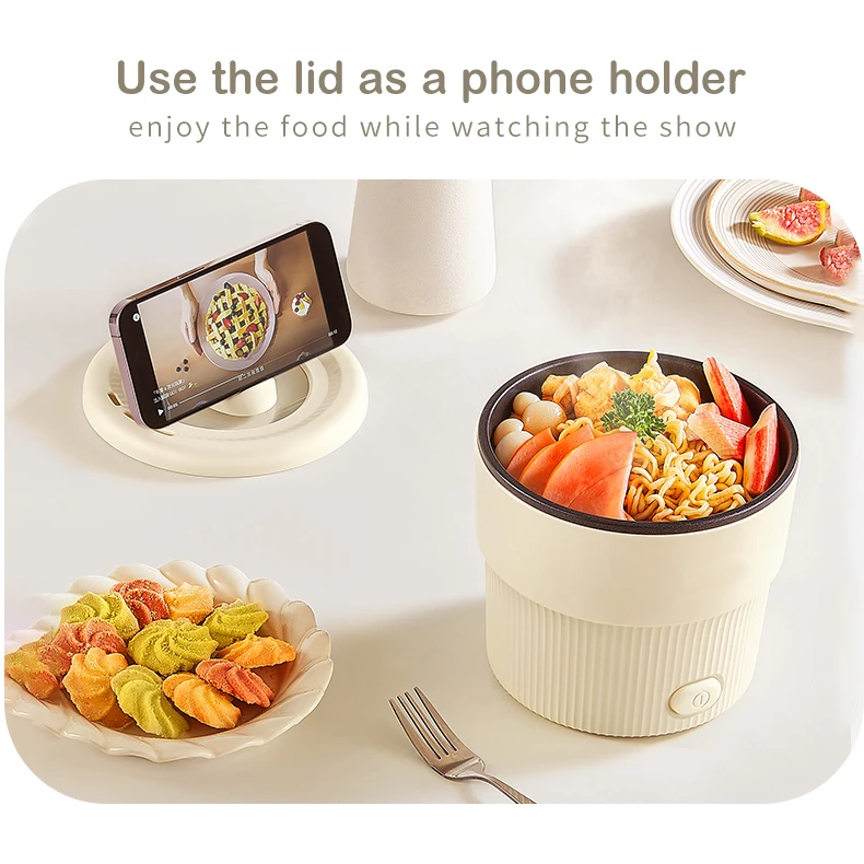Frying Non Stick Pan Multifunctional Household With Phone Holder Small Cooking Student Lazy Hot Mini Instant Noodle Pot Gift