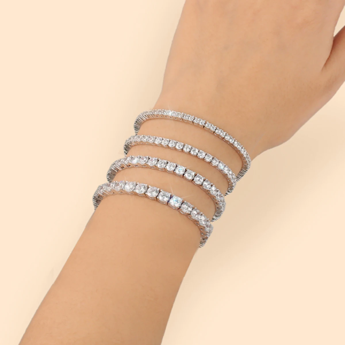 2mm 3mm Cubic Zirconia 925 Sterling Silver Bridal Wedding Jewelry 14K White Gold Plated Women Men Diamond 5A CZ Tennis Bracelet