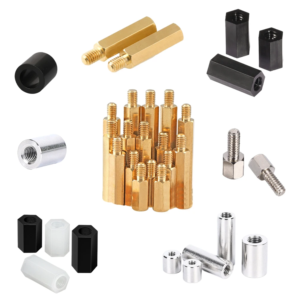 Brass Aluminum Round Hex Standoff Spacer PCB Nylon Male to Male Spacer M2 M2.5 M4 M5 M6 Black/white