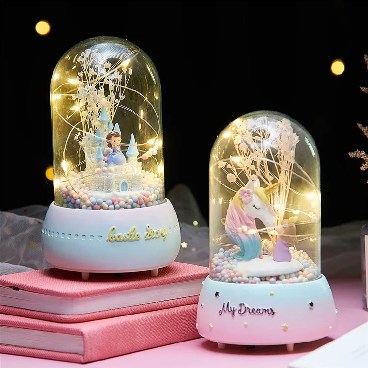 Хрустальный шар на День святого Валентина, музыкальные шкатулки на заказ, украшение для дома, светодиодный ночник, танцевальные украшения принцессы, Прямая поставка