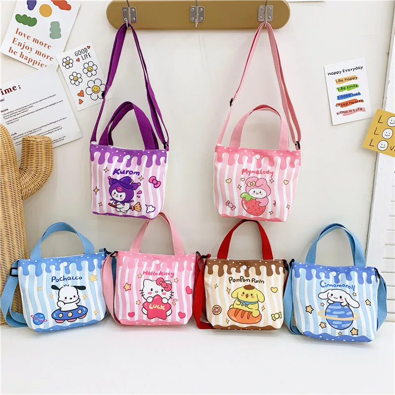 2024 wholesale cute shopping handbag bags student girl cartoon women crossbody bag canvas kawaii kitty melody shoulder bag
