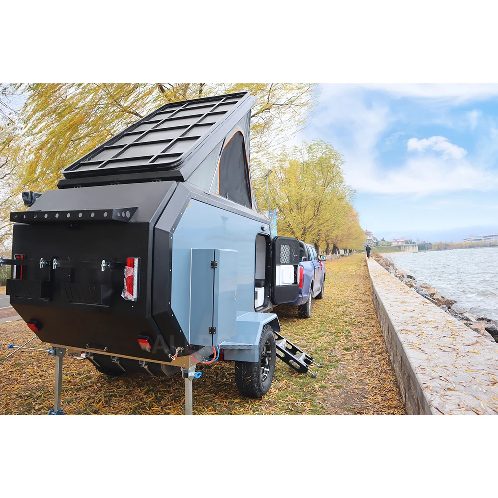 2024 Allroad Overland Hot Sales Family Travel Camper Trailer Road Caravan Pop up Camper Trailer with shower and tent
