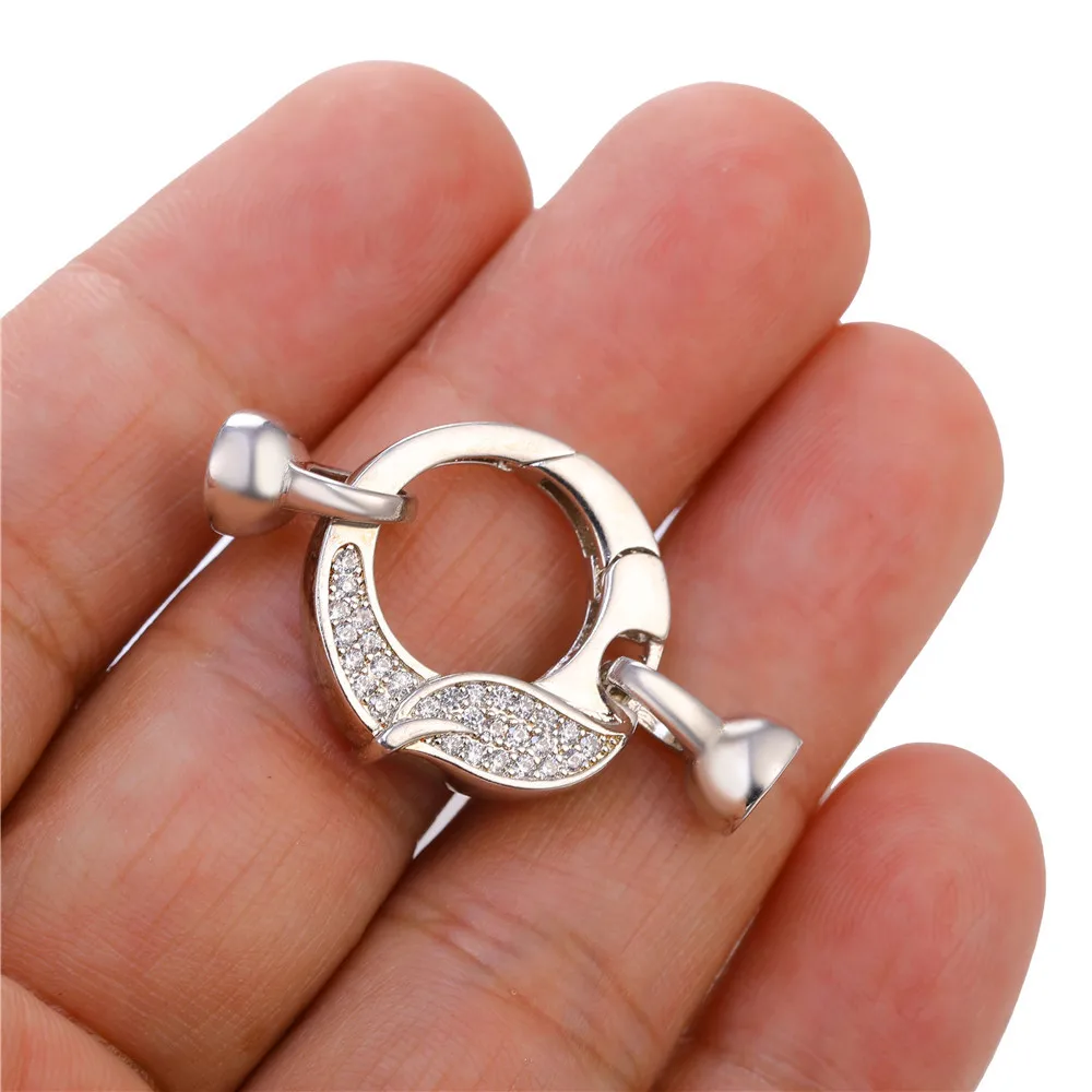 Diy Jewelry Accessories Double Side Connectors Zirconiz Rhinestone Leaf  Round Lobster Clasp
