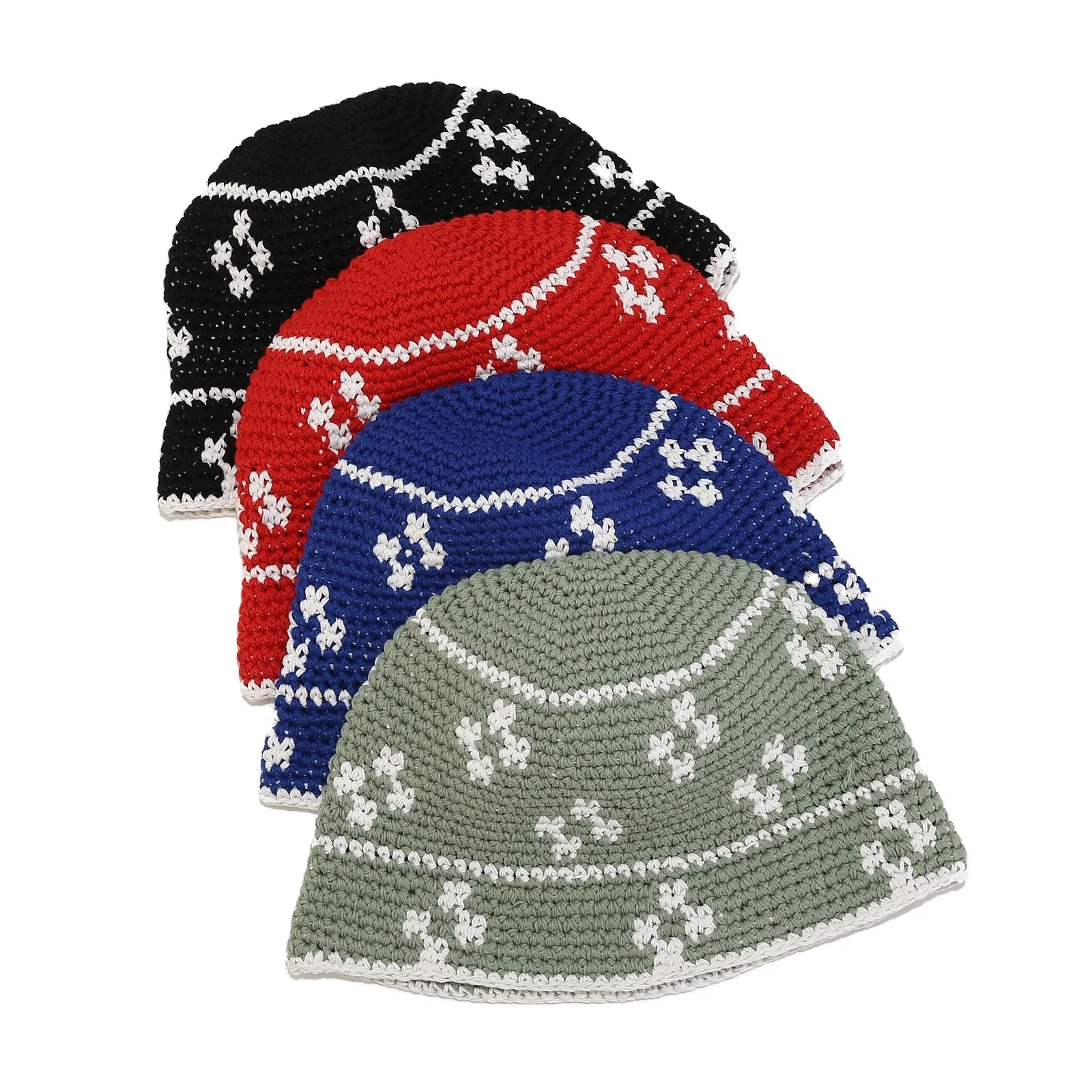 Vintage Flowers Crochet Bucket Hat Women Weave Fisherman Hat Ladies Summer Breathable Sun Hat Fashion Travel Panama